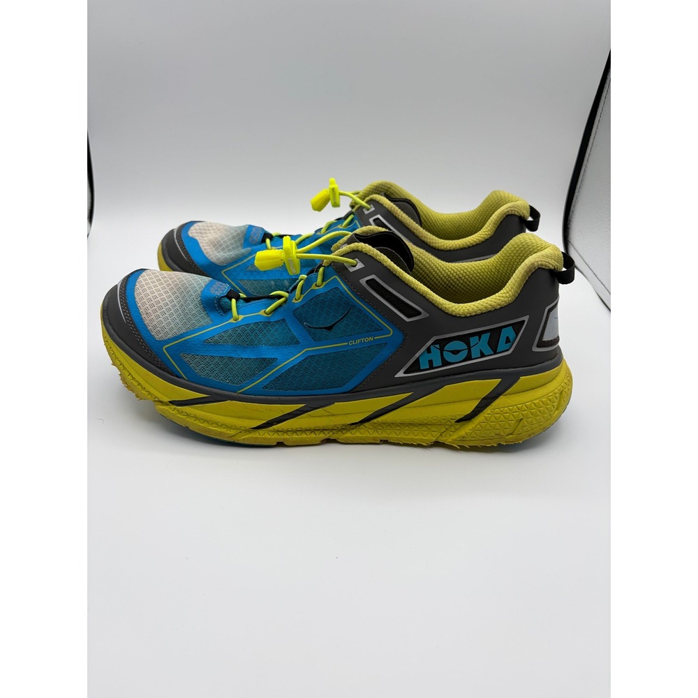 Hoka One Clifton 1 Mens Size 13 Blue Yellow Running Shoes 1101943 CCGRY